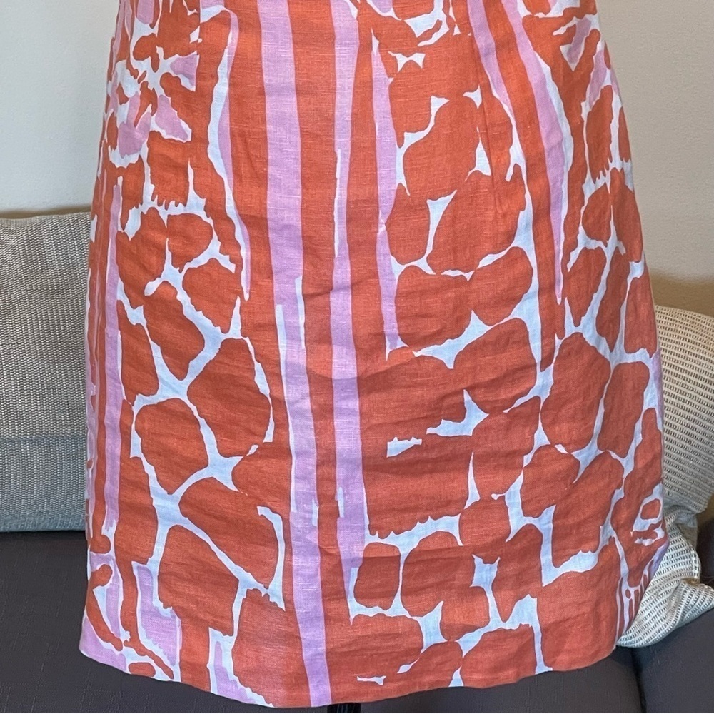 Lilly Pulitzer Target Women's Giraffe Print Linen Orange Pink Shift Dress Sz 2 - Picture 5 of 10